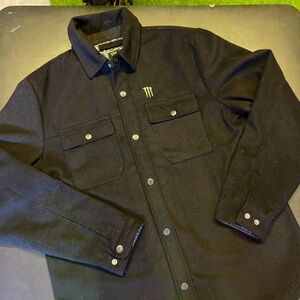 Monster Energy Athlete Wool Jacket with a cool charcoal grey lining.